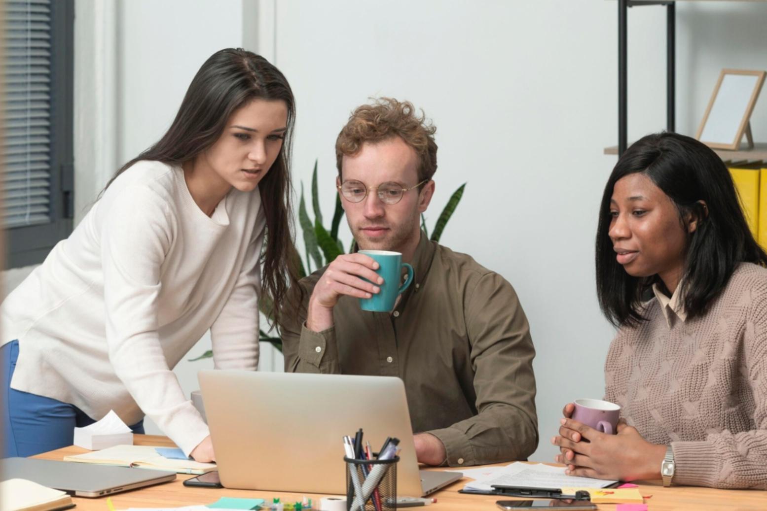 Strategic planning workspace with collaborative tools and market analysis materials